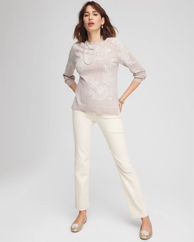 Embroidered Boatneck Sweater - image 2